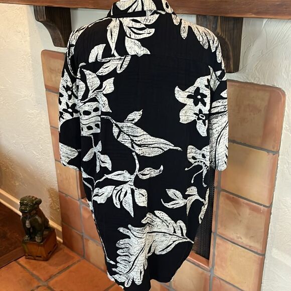 JAMS WORLD Vintage Mens Black/White Tropical Short Sleeve Button Down Shirt, L! - Picture 7 of 9